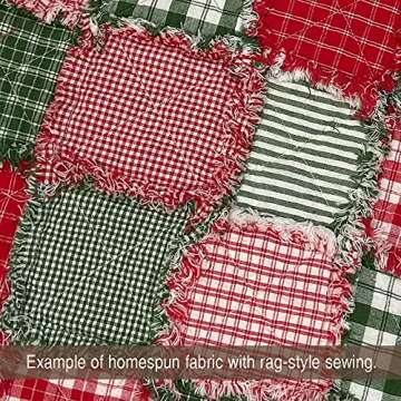 Perfect Green Stripe Cotton Homespun Plaid Fabric by JCS