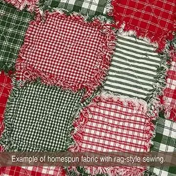 Perfect Green Stripe Cotton Homespun Plaid Fabric by JCS