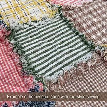 Perfect Green Stripe Cotton Homespun Plaid Fabric by JCS