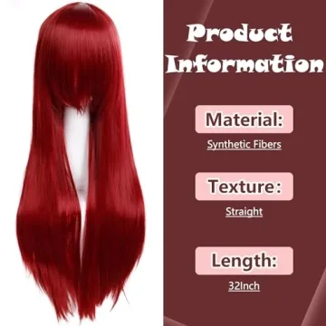S-noilite 32inch Heat Resistant Wine Red Wig for Cosplay