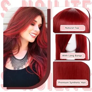 S-noilite 32inch Heat Resistant Wine Red Wig for Cosplay