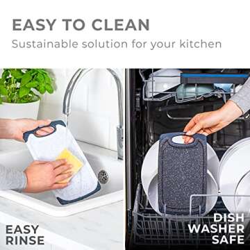 Exitoso Cutting Board Set of 3 - Cutting Boards for Kitchen Dishwasher Safe - Non Slip Plastic Cutting Board with Juice Groove - Large and Small Black Cutting Boards For Kitchen Essentials