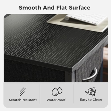 SUPERJARE 47 inch Reversible L Shaped Desk with LED Lights & Power Outlets, Computer Desk with Shelves & Monitor Stand, Gaming Desk with Drawer, Home Office Desk Corner Desk, Black