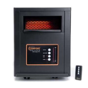 Comfort Deluxe by Airnmore, with Copper PTC, Infrared Space Heater with Remote,1500W,ETL Listed with High and Low Settings, Good for Small to Large Rooms.