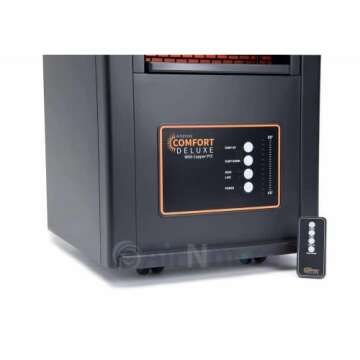 Comfort Deluxe by Airnmore, with Copper PTC, Infrared Space Heater with Remote,1500W,ETL Listed with High and Low Settings, Good for Small to Large Rooms.