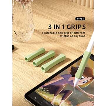 5 Pack Pencil Grips Compatible with Only Apple Pencil 2nd Generation Silicone Ergonomic Design Sleev...
