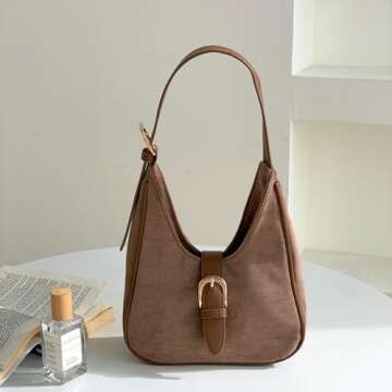 Retro Suede Shoulder Bag For Women Underarm Bag Winter Women's Hobo Bag Purse Tote Bag Commuter Handbag