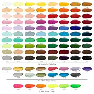 Arteza Acrylic Paint Set, 100 Colors, 0.41 fl Oz, Glossy Finish, Ideal for All Artists