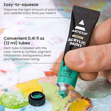Arteza Acrylic Paint Set – 100 Vibrant Colors for Artists