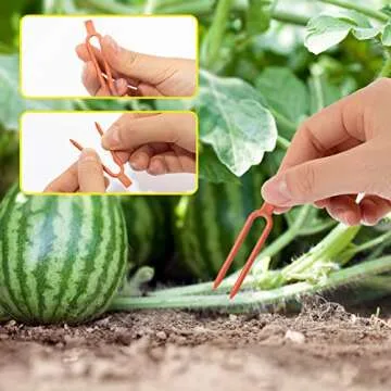 SDUSEIO 200 Pieces Strawberry Planting Fork Gardening Plant Fixing Dig Clips Plastic Fastening Vines Clam Fixture Clamp Farming Watermelon Fork Farming Securing Fixer Tool Support,Red-S