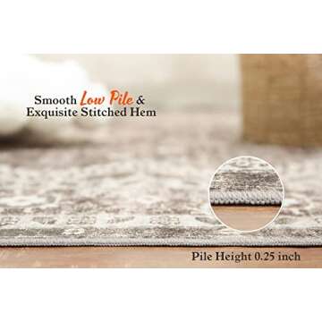 Rugland 2'6x8' Runner Rug - Stain Resistant Entryway Rug, Anti Slip Backing Hallway Runner Rug, Vintage Tribal Area Rugs (TPR07-Ivory, 2'6x8')