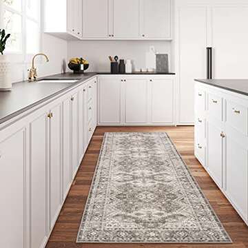 Rugland 2'6x8' Runner Rug - Stain Resistant Entryway Rug, Anti Slip Backing Hallway Runner Rug, Vintage Tribal Area Rugs (TPR07-Ivory, 2'6x8')