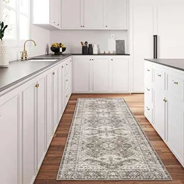 Rugland 2'6x8' Runner Rug - Stain Resistant Entryway Rug, Anti Slip Backing Hallway Runner Rug, Vintage Tribal Area Rugs (TPR07-Ivory, 2'6x8')