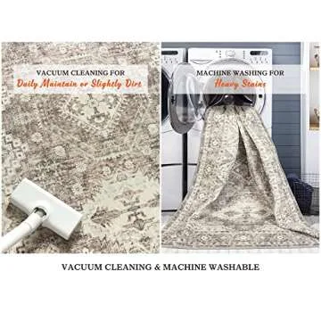 Rugland 2'6x8' Runner Rug - Stain Resistant Entryway Rug, Anti Slip Backing Hallway Runner Rug, Vintage Tribal Area Rugs (TPR07-Ivory, 2'6x8')