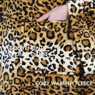Tirrinia Wearable Blanket Adult, Sunggle Blanket With Sleeves, Reading Full Blanket, Cozy TV Blanket, Gift Idea for Women Men Mom, Cheetah