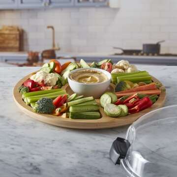 Farberware Build-a-Board Cutting Board with Five Compartments and Clear Locking Lid for Charcuterie,...