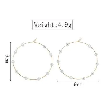 RELOVET Jumbo Huge Hoops Pearl Earrings - Trendy Gift