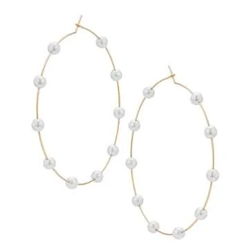 RELOVET Jumbo Huge Hoops Pearl Earrings - Trendy Gift