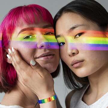 mintolex Rainbow LGBT Pride Bracelet for Lesbian Gay Bisexual Adjustable LGBTQ Pride Bracelets Handmade Braided Wristband Pride Month Friendship Bracelet Gifts for Men Women Bulk Pack of 2 Pcs