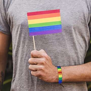 mintolex Rainbow LGBT Pride Bracelet for Lesbian Gay Bisexual Adjustable LGBTQ Pride Bracelets Handmade Braided Wristband Pride Month Friendship Bracelet Gifts for Men Women Bulk Pack of 2 Pcs