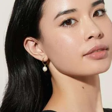 Ana Luisa Frida Pearl Huggie Hoops - 14K Gold Plated & Silver Rhodium Plated Drop Earrings with Freshwater Pearls - 2-in-1 Unique Design - Hypoallergenic, Tarnish-Free