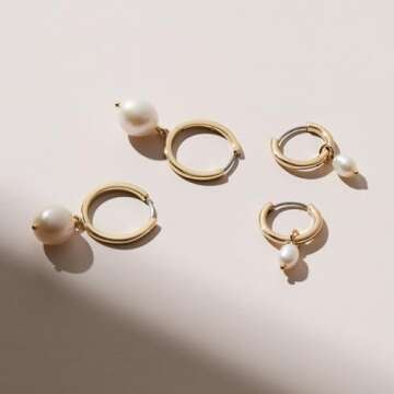 Ana Luisa Frida Pearl Huggie Hoops - 14K Gold Plated & Silver Rhodium Plated Drop Earrings with Freshwater Pearls - 2-in-1 Unique Design - Hypoallergenic, Tarnish-Free