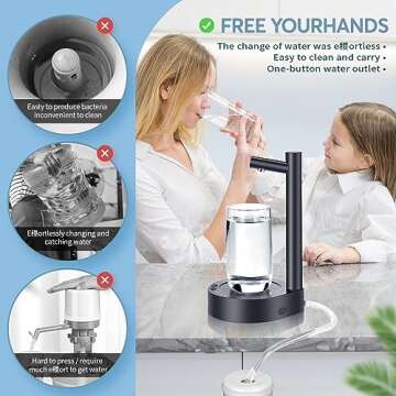 Webliew Desktop Water Dispenser with USB Charging - Portable Electric Pump for Home, Office, and Camping - Nightstand and Bedside Water Bottle Dispenser