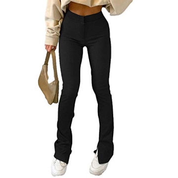 NUFIWI Womens Flared Pants Solid High Waist Bootcut Trousers Yoga Sweatpants Y2k Sexy Streetwear(A F...