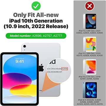 Herize Case Compatible with iPad 10th Generation 10.9 Inch with Screen Protector Pen Holder | Case f...