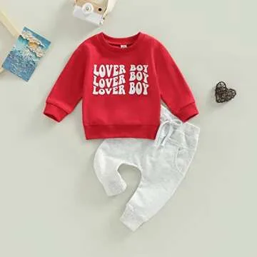 Toddler Boy Valentines Outfit - Cute and Comfy 2Pcs Set