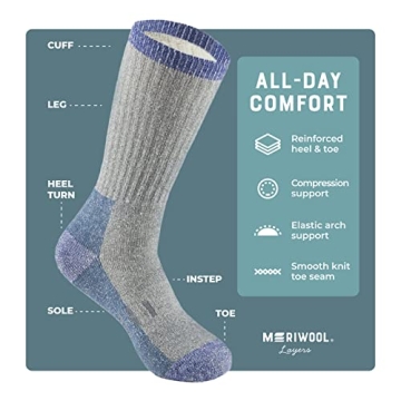 Meriwool Merino Wool Hiking Socks – 3 Pairs of Warmth