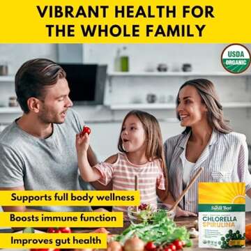 Sunlit Best Organic Burst Chlorella Spirulina Tablets - Pure Superfood Supplement with Blue Green Algae, Chlorophyll & Vegan Protein, Spirulina Chlorella Pills 1000 Tabs