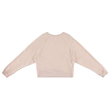 MTV Women's Long Sleeve Raglan Sweatshirt - Cozy 90s Vintage Fleece Pullover (Beige, X-Large)