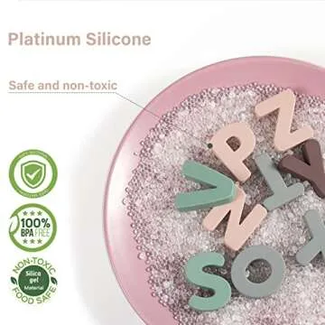 Macabaka Silicone Alphabet Puzzle, ABC Puzzle Shape Alphabet Toys with Puzzle Board & Soft Letter Blocks for Toddlers, Montessori Preschool Early Education Learning Toy for Boys and Girls