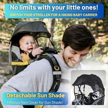 DROMADER Hiking Baby Carrier – Lightweight Child Carrier Backpack with Sun Shade & Rain Cover – ...