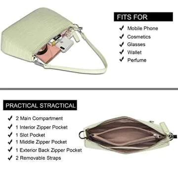 NIUEIMEE ZHOU 90s Shoulder Bag for Women Vegan Leather Crocodile Purse Classic Clutch Handbag