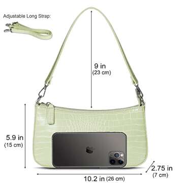 NIUEIMEE ZHOU 90s Shoulder Bag for Women Vegan Leather Crocodile Purse Classic Clutch Handbag