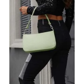 NIUEIMEE ZHOU 90s Shoulder Bag for Women Vegan Leather Crocodile Purse Classic Clutch Handbag