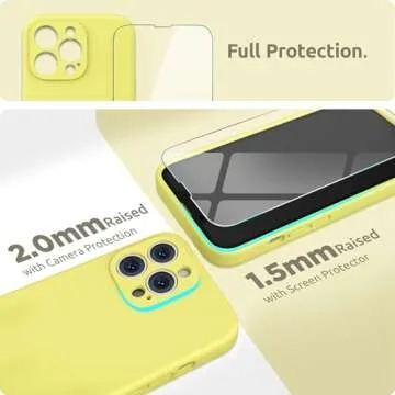 SURPHY Compatible with iPhone 13 Pro Max Case with Screen Protector, (Camera Protection + Soft Microfiber Lining) Liquid Silicone Phone Case 6.7 inch 2021, Yellow