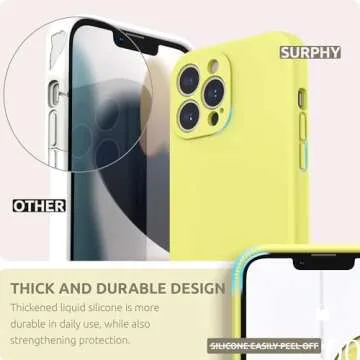 SURPHY Compatible with iPhone 13 Pro Max Case with Screen Protector, (Camera Protection + Soft Microfiber Lining) Liquid Silicone Phone Case 6.7 inch 2021, Yellow