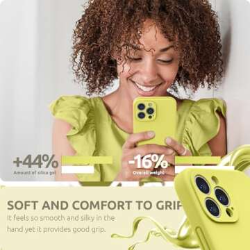 SURPHY Compatible with iPhone 13 Pro Max Case with Screen Protector, (Camera Protection + Soft Microfiber Lining) Liquid Silicone Phone Case 6.7 inch 2021, Yellow