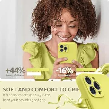 SURPHY Compatible with iPhone 13 Pro Max Case with Screen Protector, (Camera Protection + Soft Microfiber Lining) Liquid Silicone Phone Case 6.7 inch 2021, Yellow