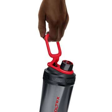 VOLTRX Shaker Bottle, Gallium USB C Rechargeable Electric Protein Shake Mixer, Shaker Cups for Protein Shakes and Meal Replacement Shakes, BPA Free, Made with Tritan, 24oz, Red