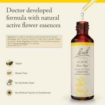 Bach Original Flower Remedies, Gorse for Hope, Natural Homeopathic Flower Essence, Holistic Wellness...