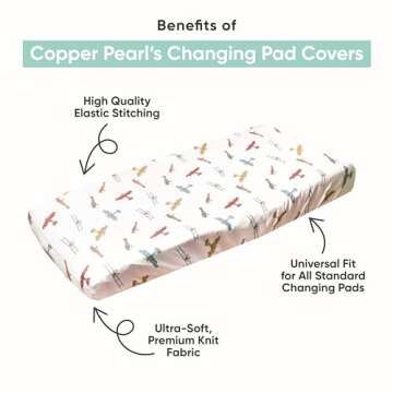 Copper Pearl Premium Knit Changing Pad Cover Soft, Stylish, and Universal Fit for All Standard Diape...