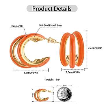 Stylish Gold Chunky Triple Hoop Earrings for Women – Ideal Gift!