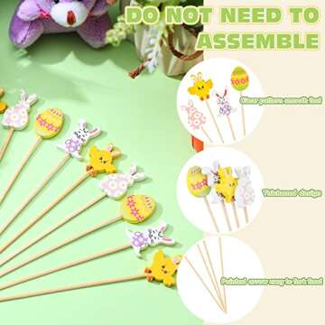 200 Pcs Easter Cocktail Picks - Adorable Bamboo Skewers for Parties