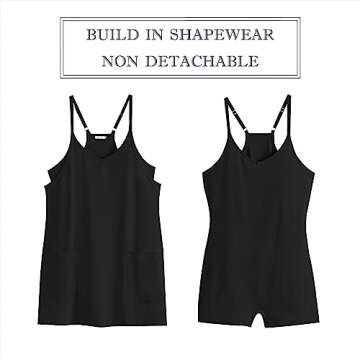 ANRABESS Women Summer Mini Romper Dress Workout Tennis Active Sports Athleisure Outfits Built in Shorts Trendy Vacation Black Small