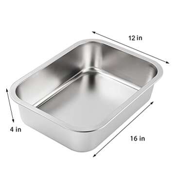 Yangbaga Stainless Steel Litter Box for Kittens, 4 in Height Easy Entry, Odor Control, Non Stick, Easy to Clean,Litter Box for Rabbits, Ferrets,Guinea Pigs and Hamsters