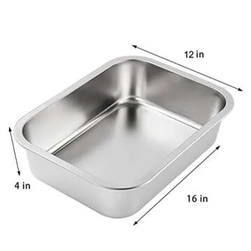 Yangbaga Stainless Steel Litter Box for Kittens, 4 in Height Easy Entry, Odor Control, Non Stick, Easy to Clean,Litter Box for Rabbits, Ferrets,Guinea Pigs and Hamsters